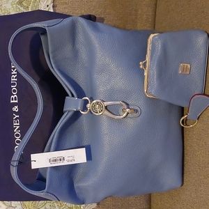 NWT - Dooney & Bourke Pebble Leather Logo Lock Shoulder Bag with accessories